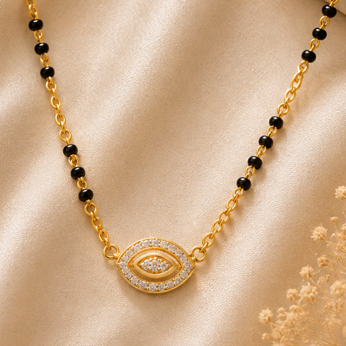 Elegant Gold & Black Beaded Mangalsutra ✨🖤