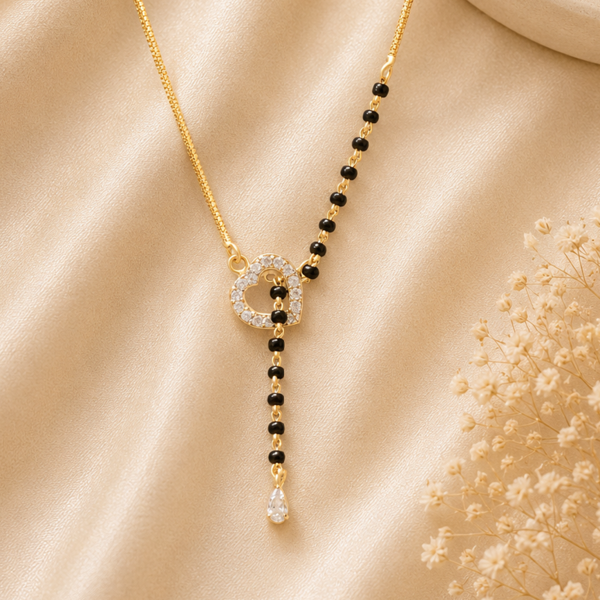 ✨ Elegant Gold & Black Beaded Mangalsutra