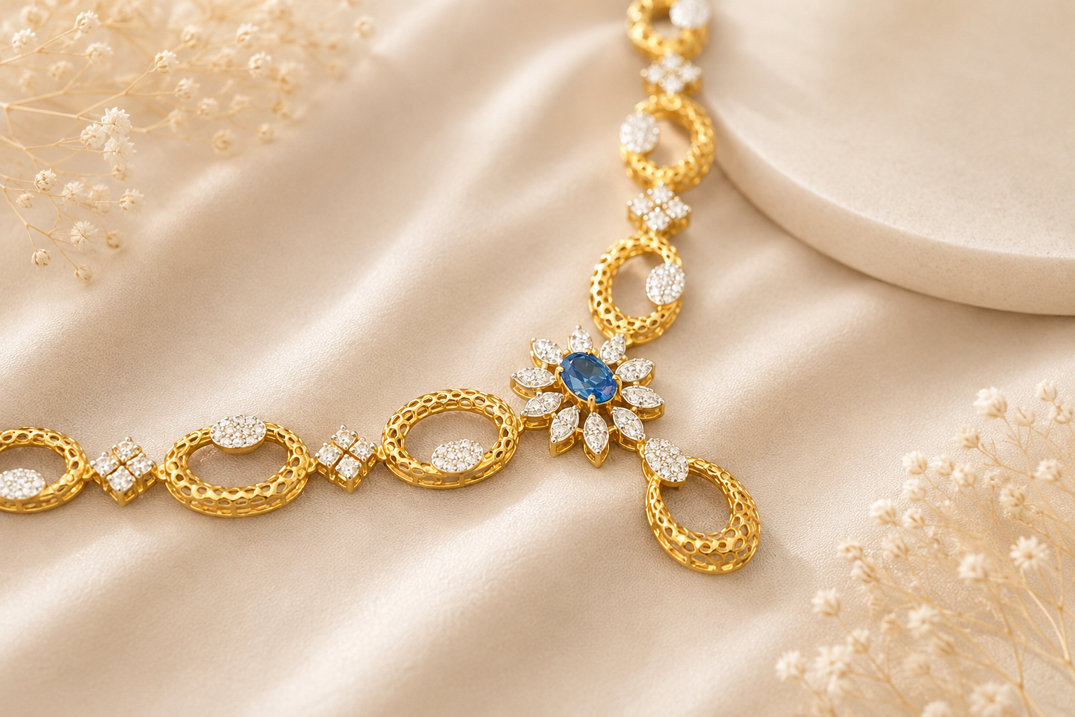 Royal Blue Gemstone Gold Necklace 💙✨