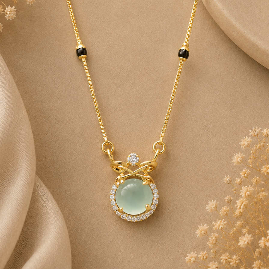 💛 Golden Green Gem Mangalsutra