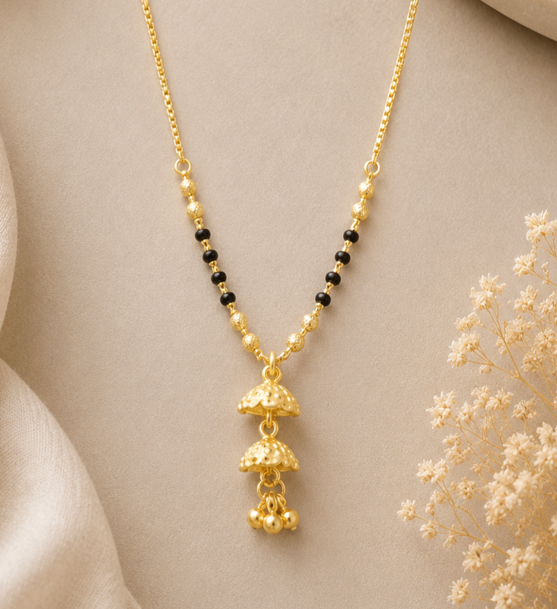 ✨ Golden Mushroom Pendant Mangalsutra