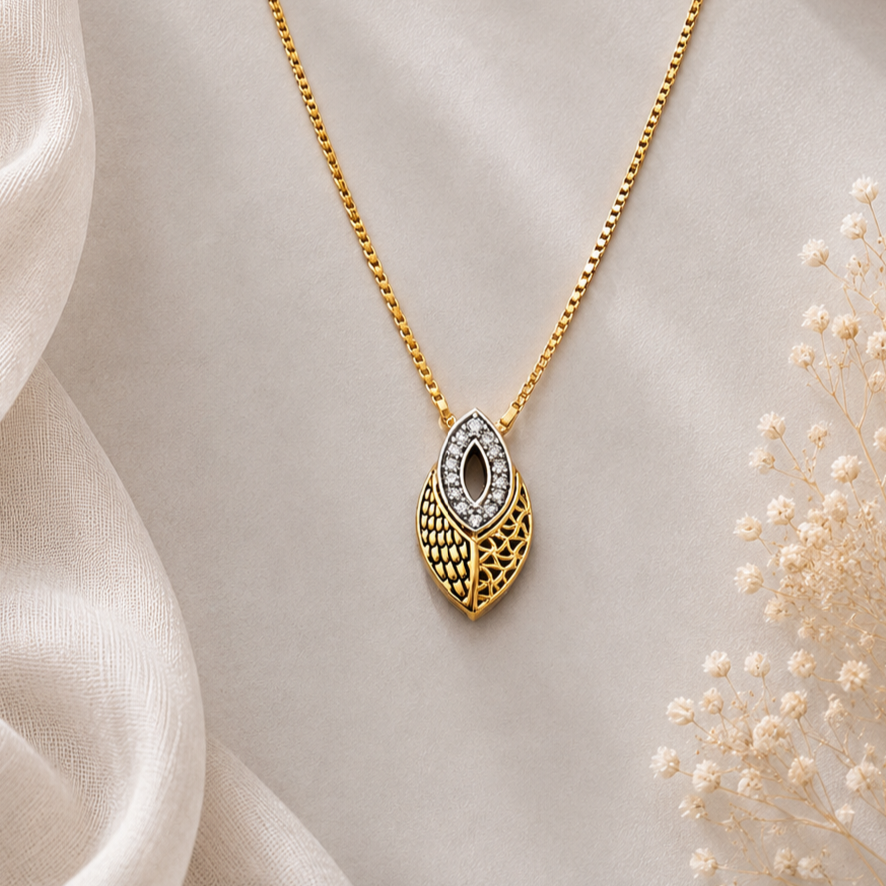 ✨ Golden Black Beaded Pendant Necklace