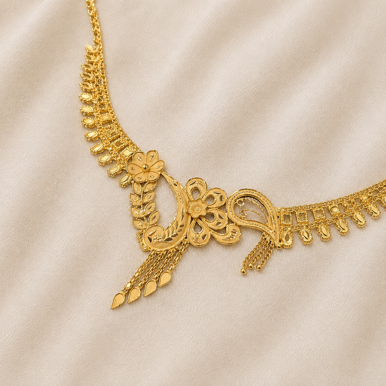 Royal Floral Gold Necklace 🌸✨