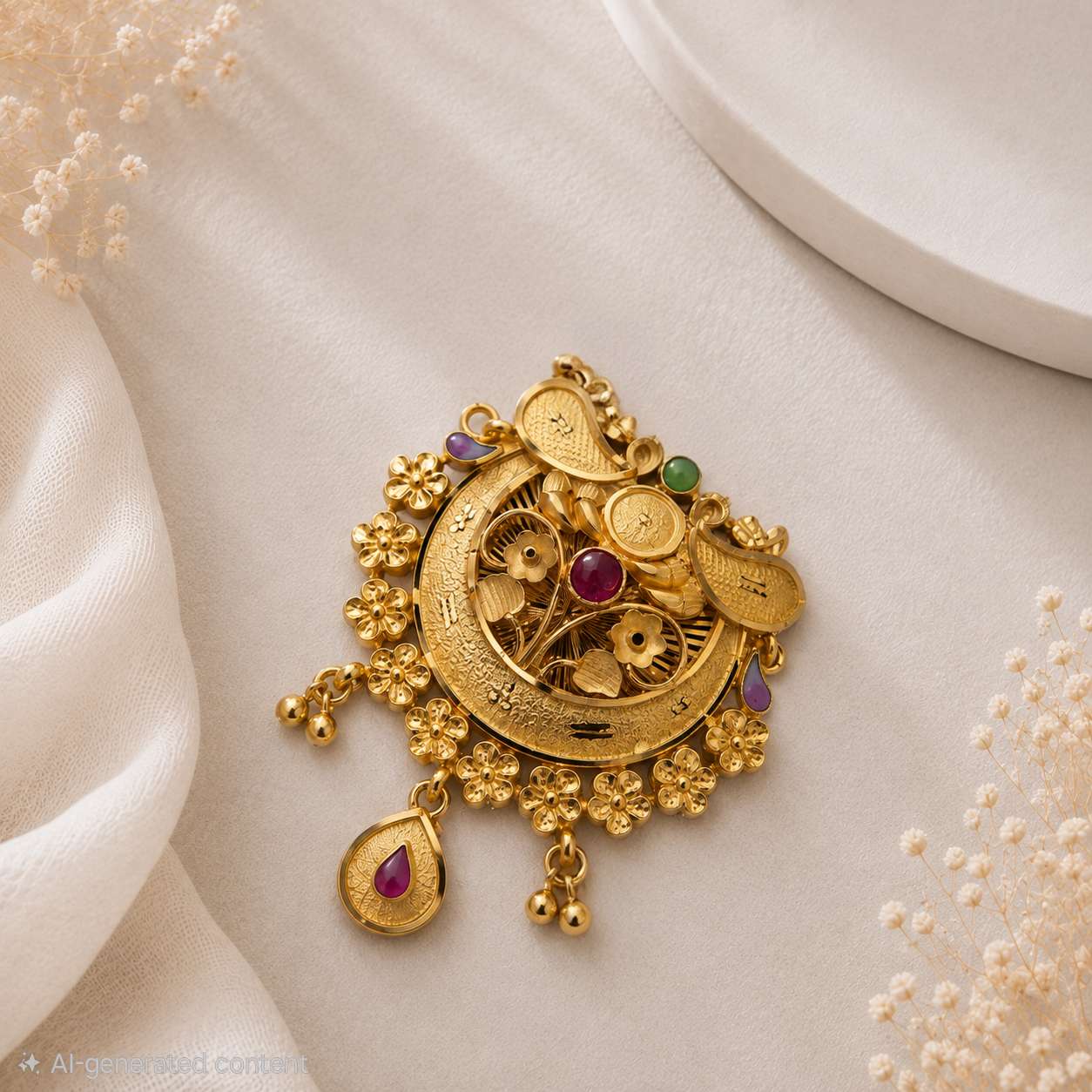 Royal Floral Gold Pendant 🌸✨