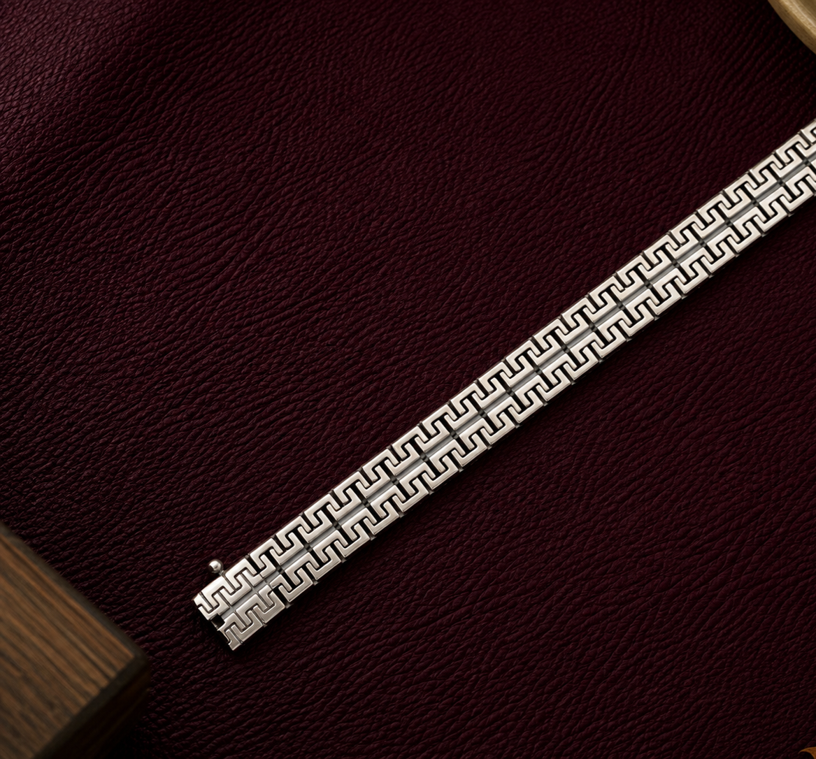 🖤 Greek Key Silver Bracelet