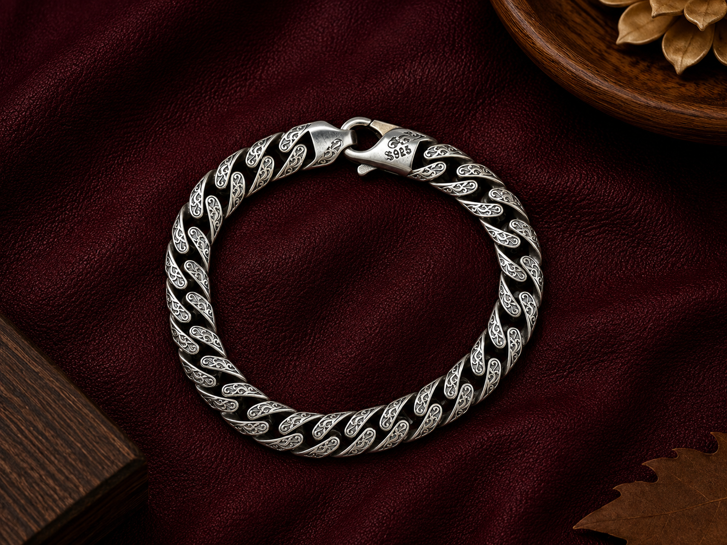 Silver Paisley Link Bracelet