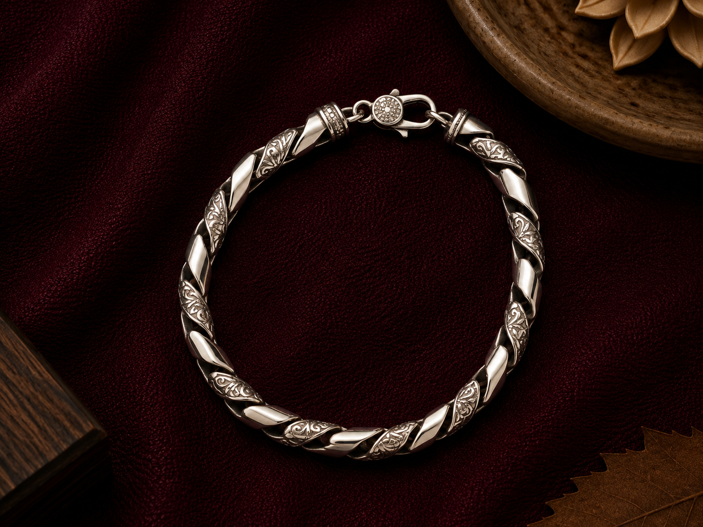 Ornate Silver Twist Bracelet
