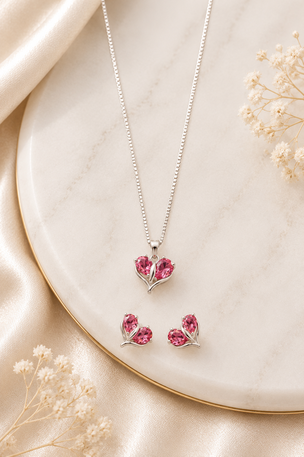 💗 Ruby Heart Jewelry Set chain