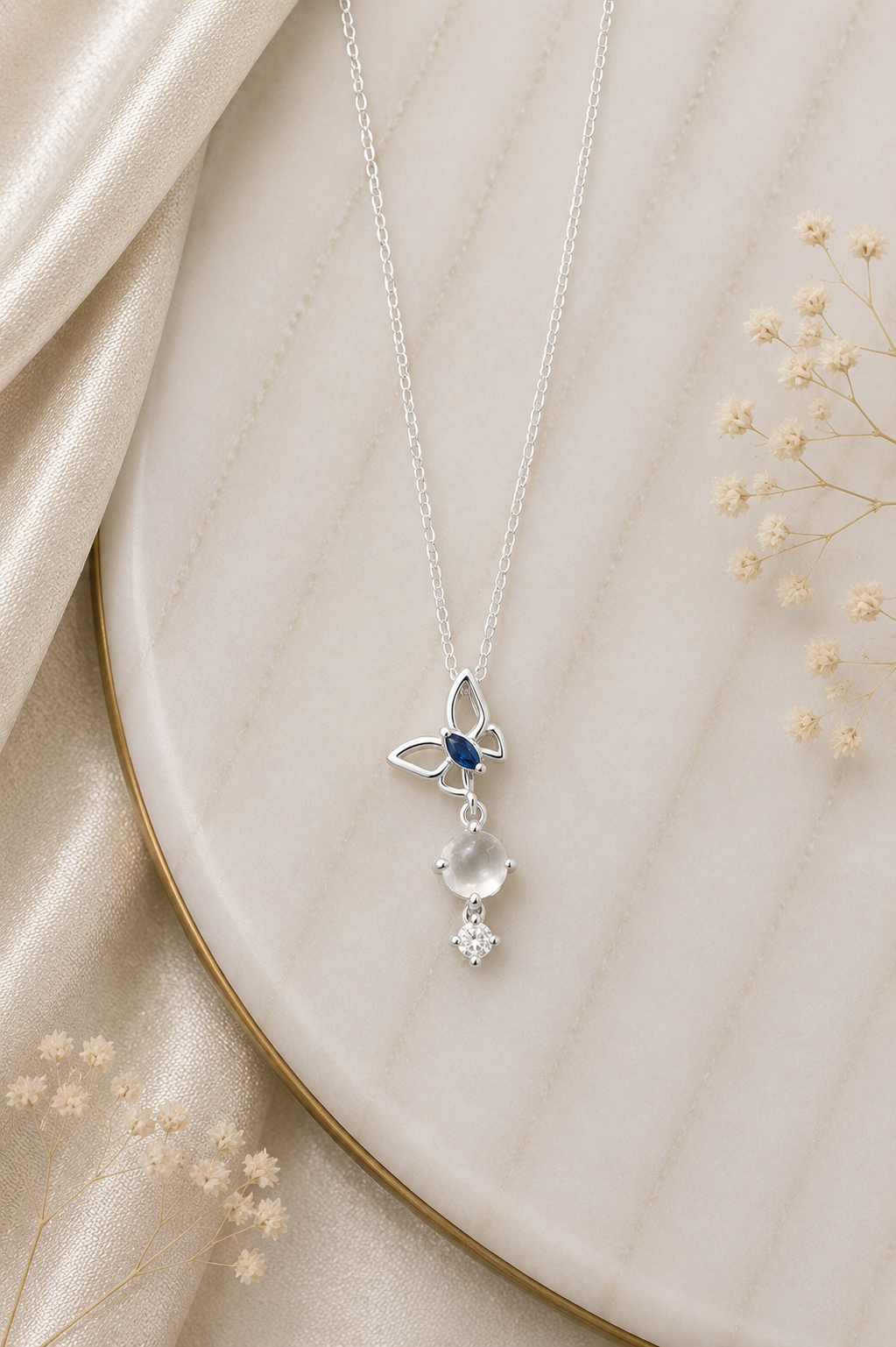 💙 Sapphire Bloom Drop Necklace