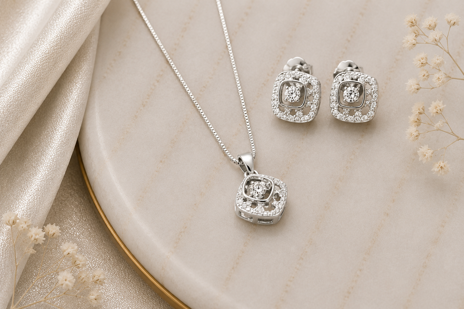 ✨ Elegant Square Sparkle Set chain
