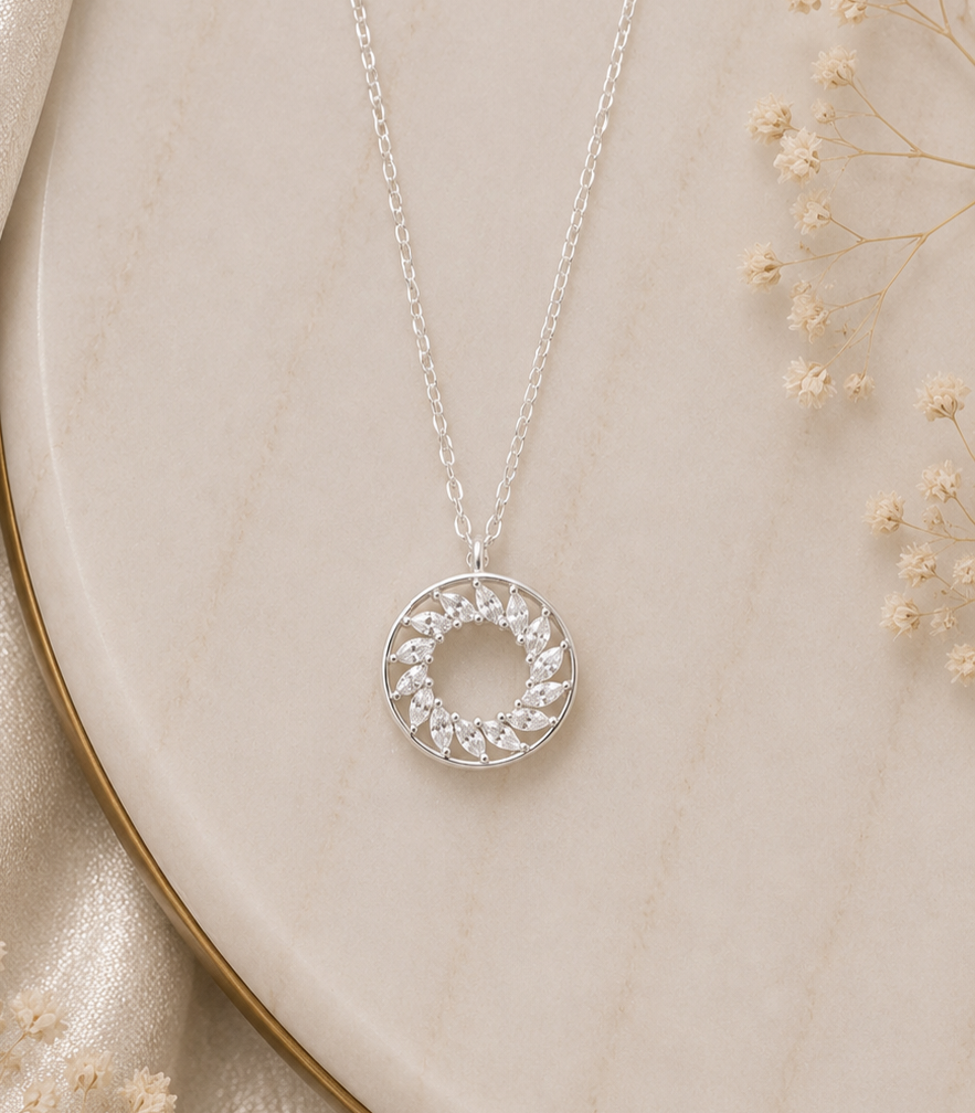Silver Crystal Bloom Pendant