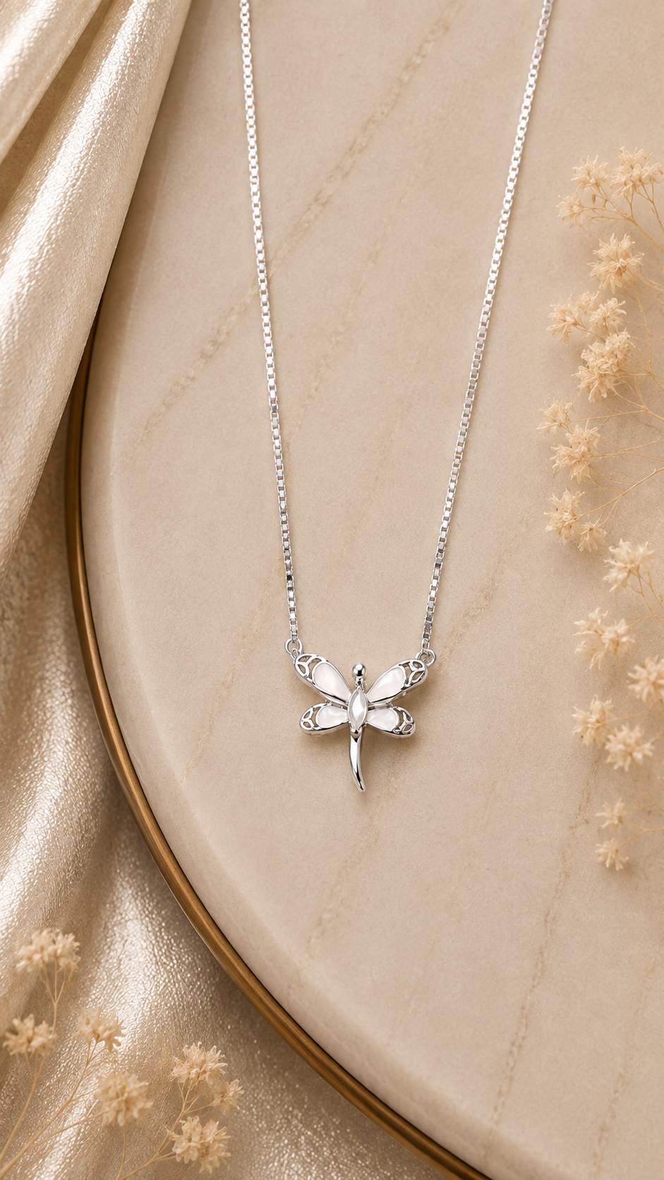Elegant Silver Dragonfly chain