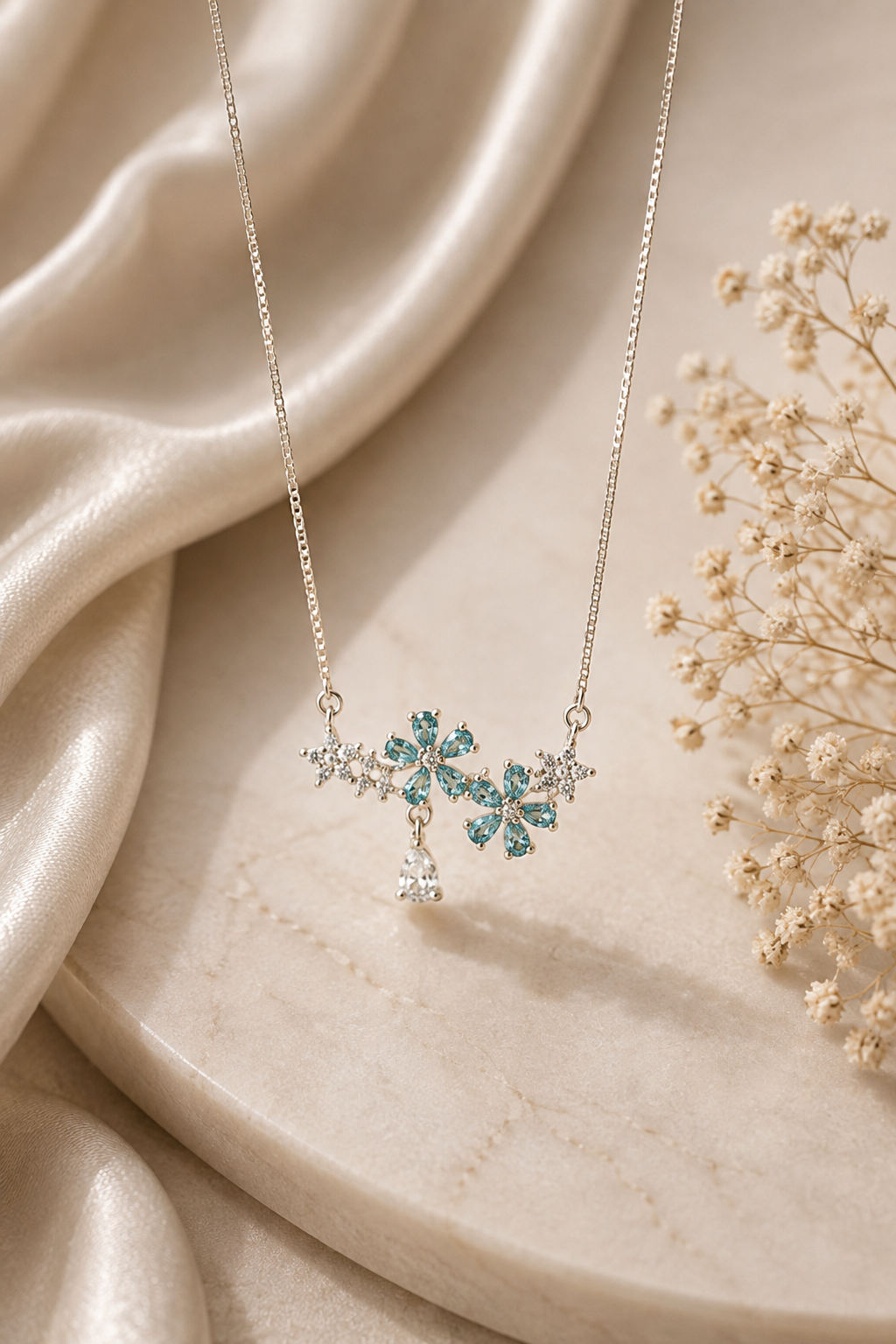 Turquoise Floral Drop chain