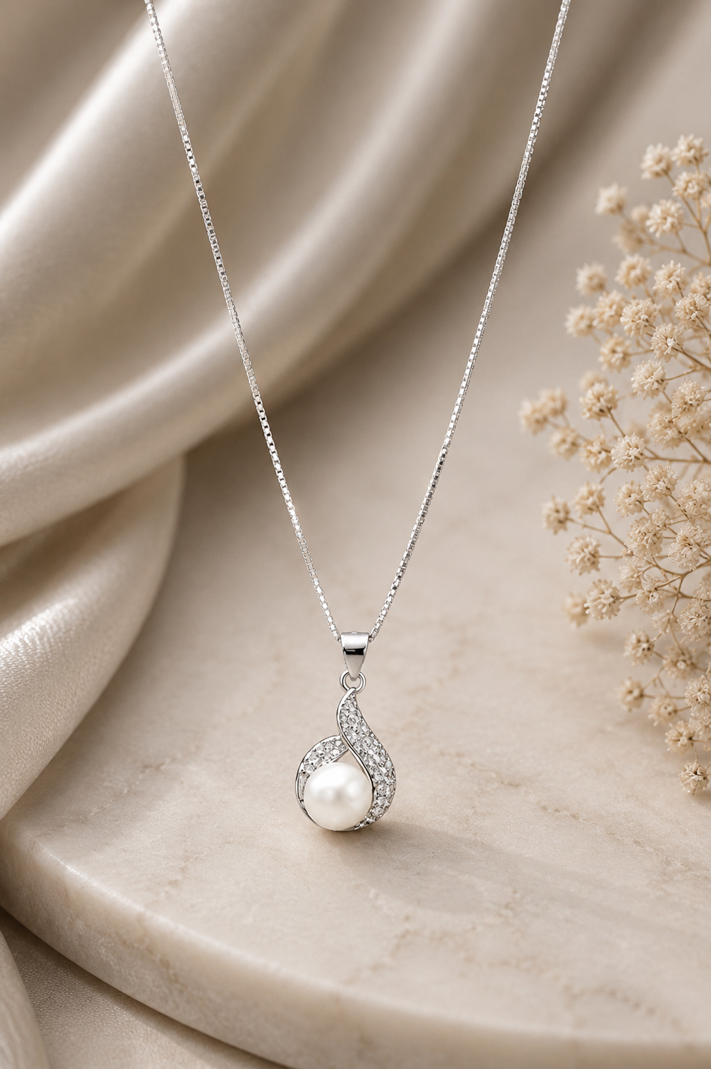 Elegant Pearl Swirl Pendant chain