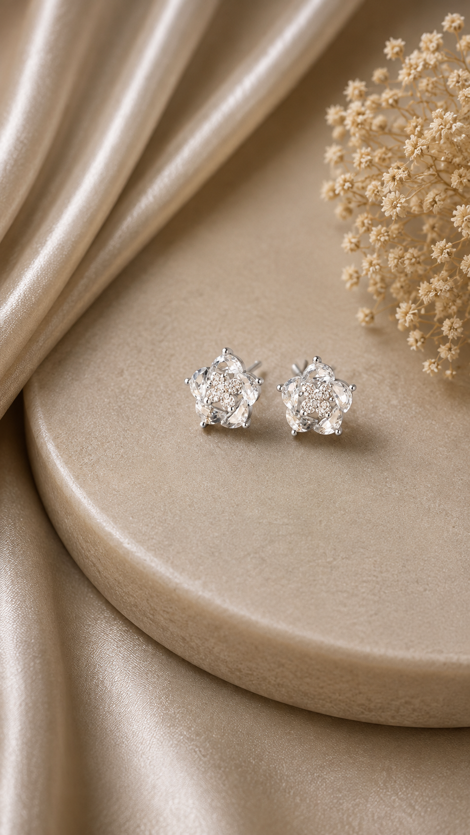 Crystal Floral Stud Earrings