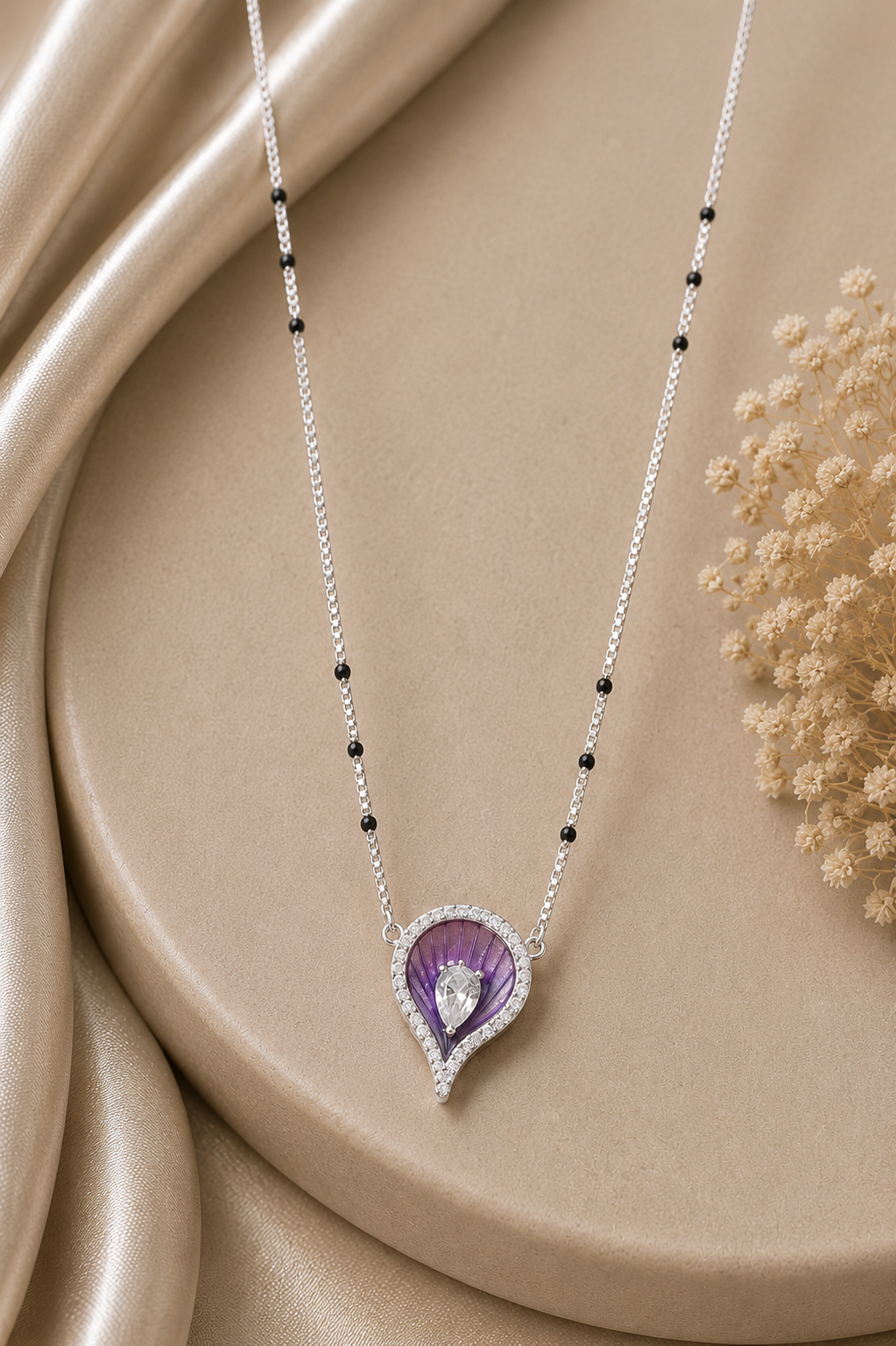 Purple Leaf Mangalsutra Pendant