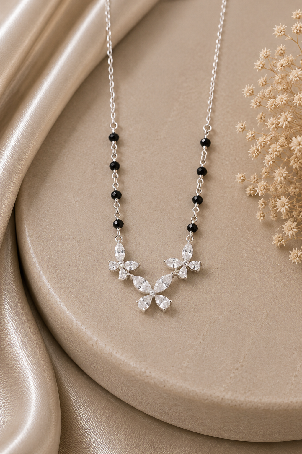 Elegant Black Bead Floral Mangalsutras