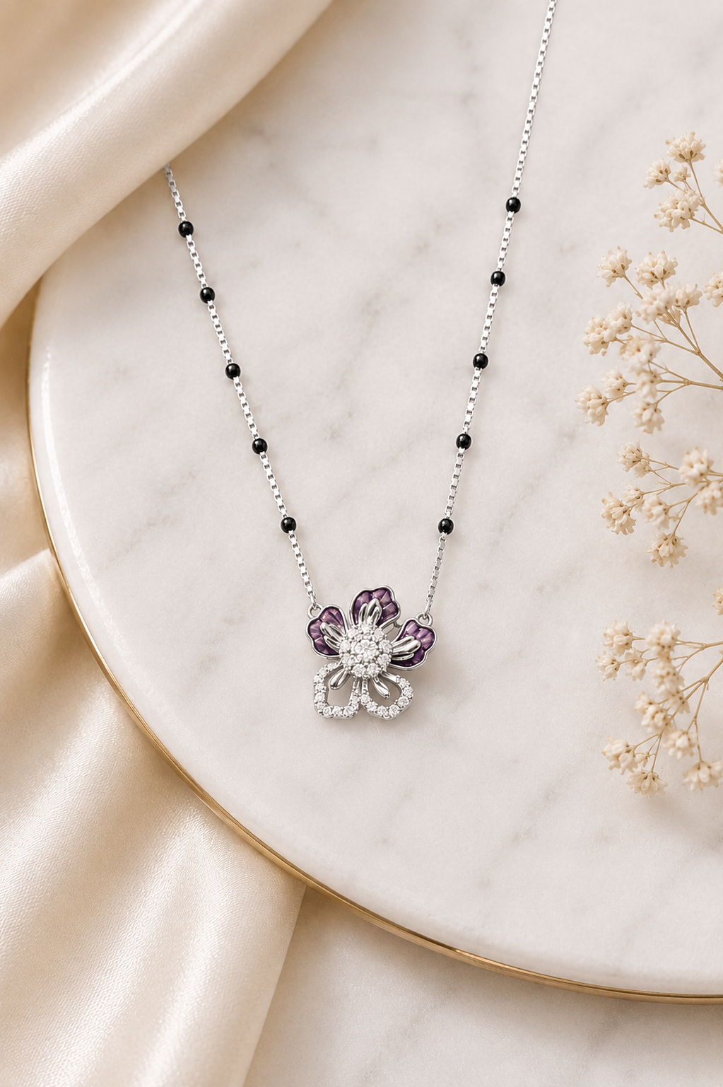 Purple Floral Mangalsutra