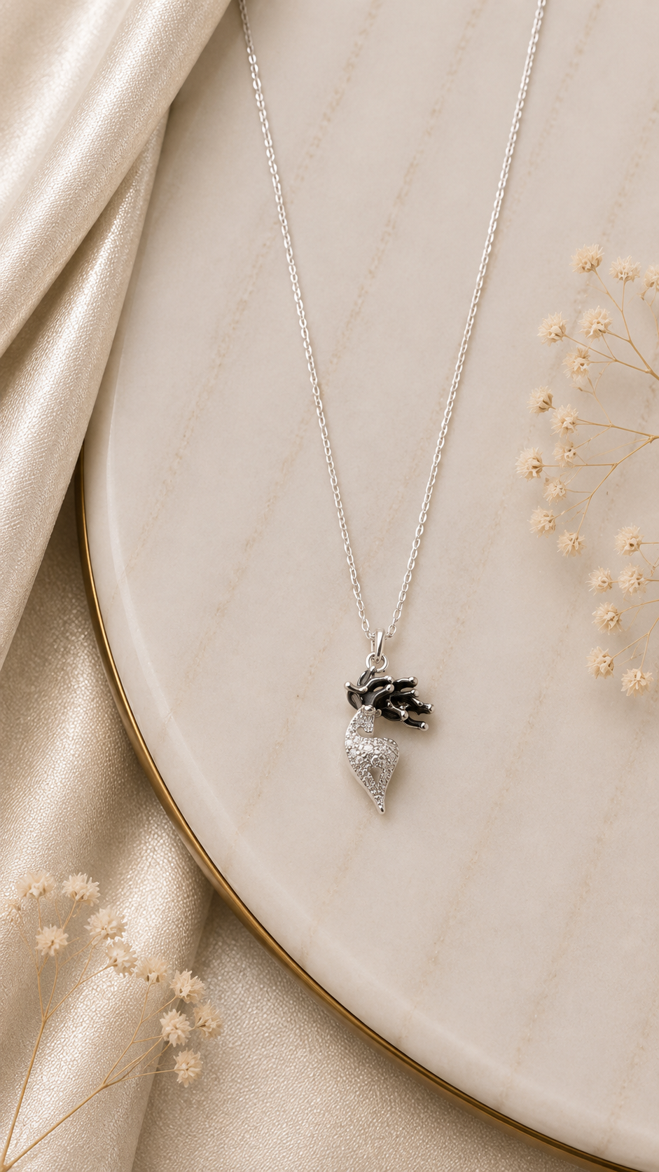 Elegant Black & Silver Charm chain