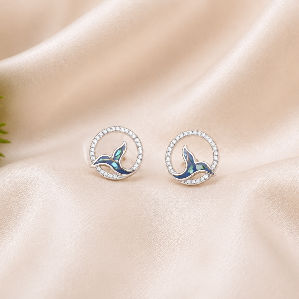 Blue Whale Crystal Earrings
