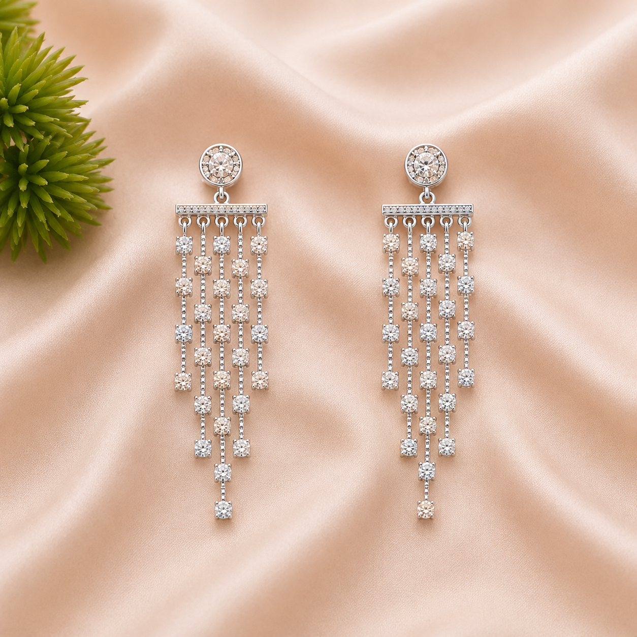 Elegant Silver Crystal Drop Earrings