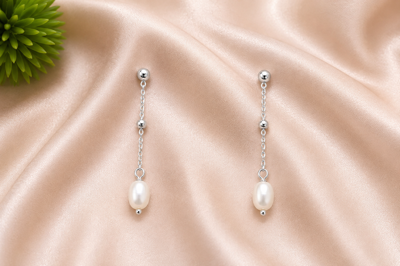 Pearl Chain Drop Earrings