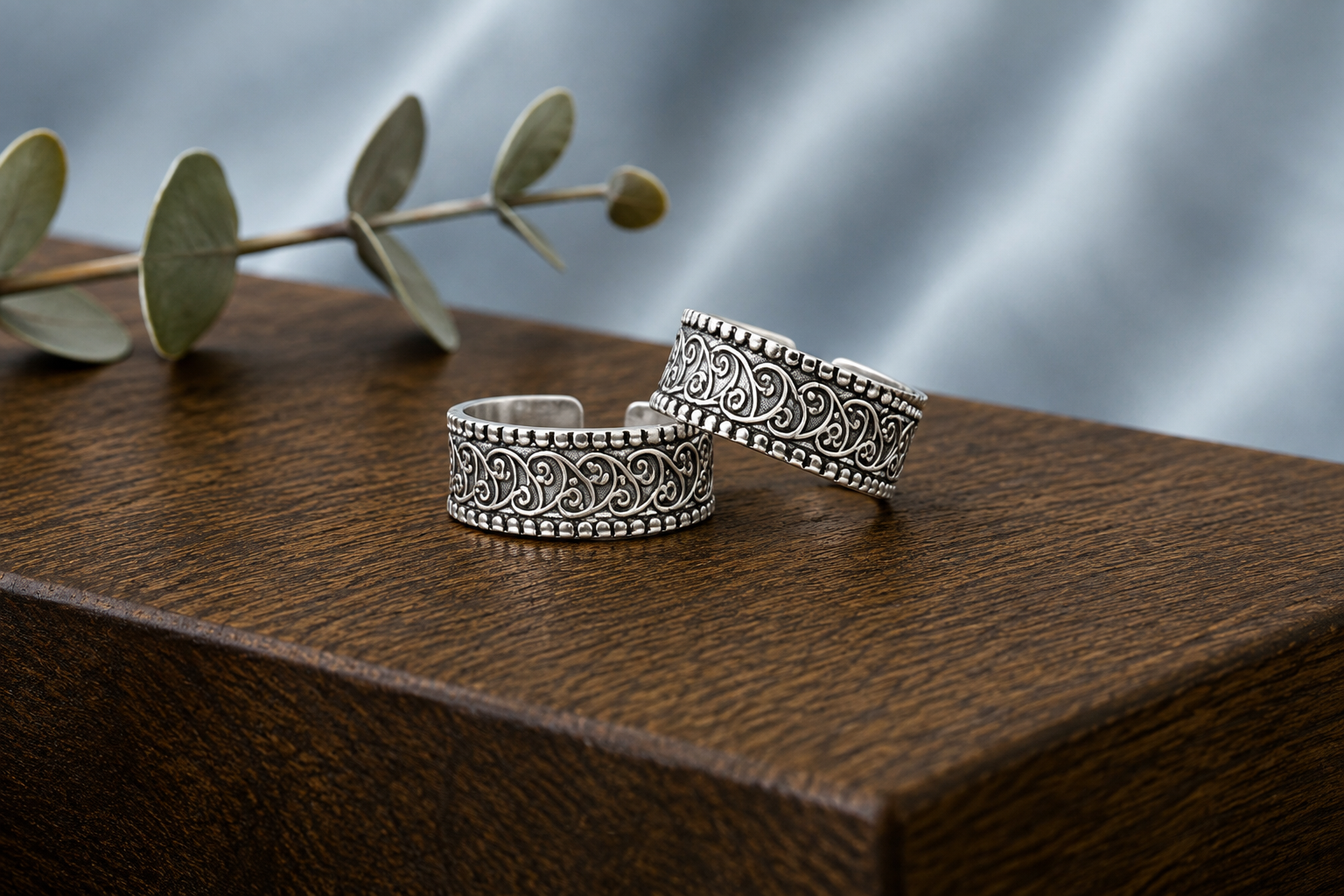 Antique Silver Oxidised Pattern Toe ring