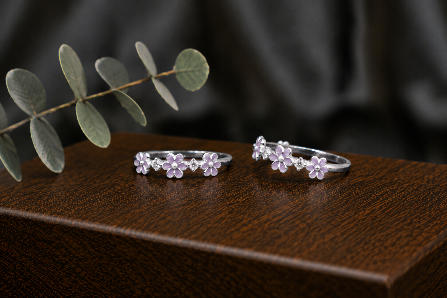 Lavender Floral Silver Bangles 🌸Toe ring
