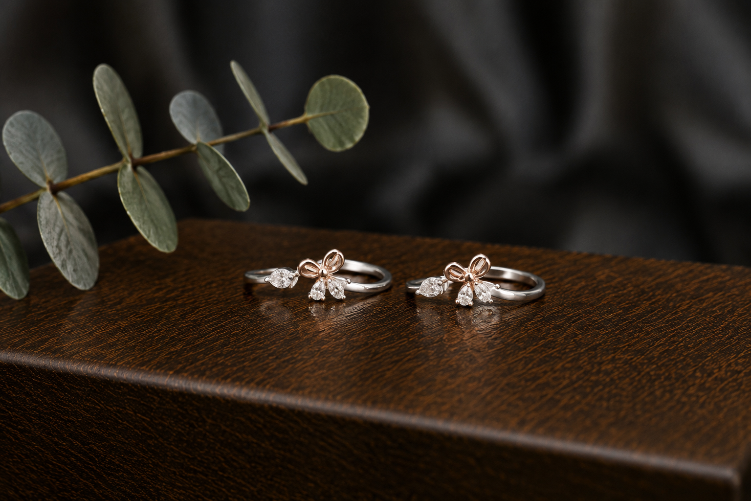 Rose Gold Floral Stone Toe ring