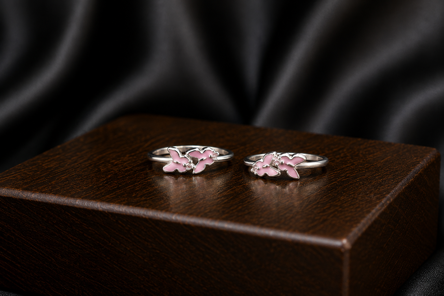 🌸 Pink Floral Silver Toe ring