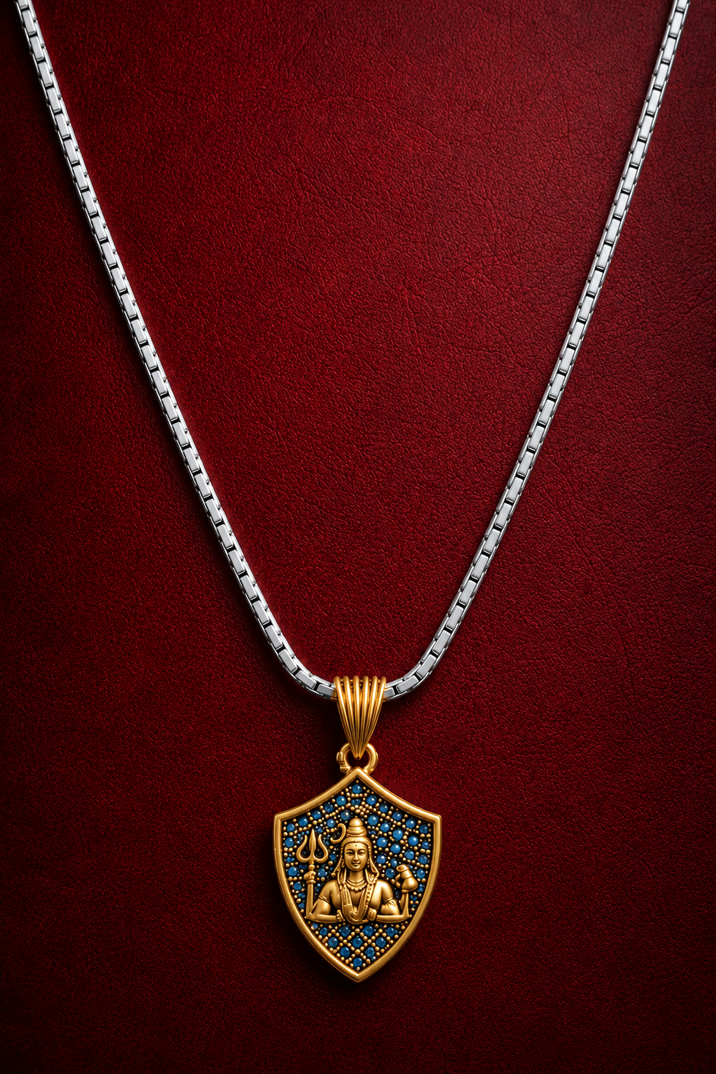Gold & Blue Shiva Pendant chain
