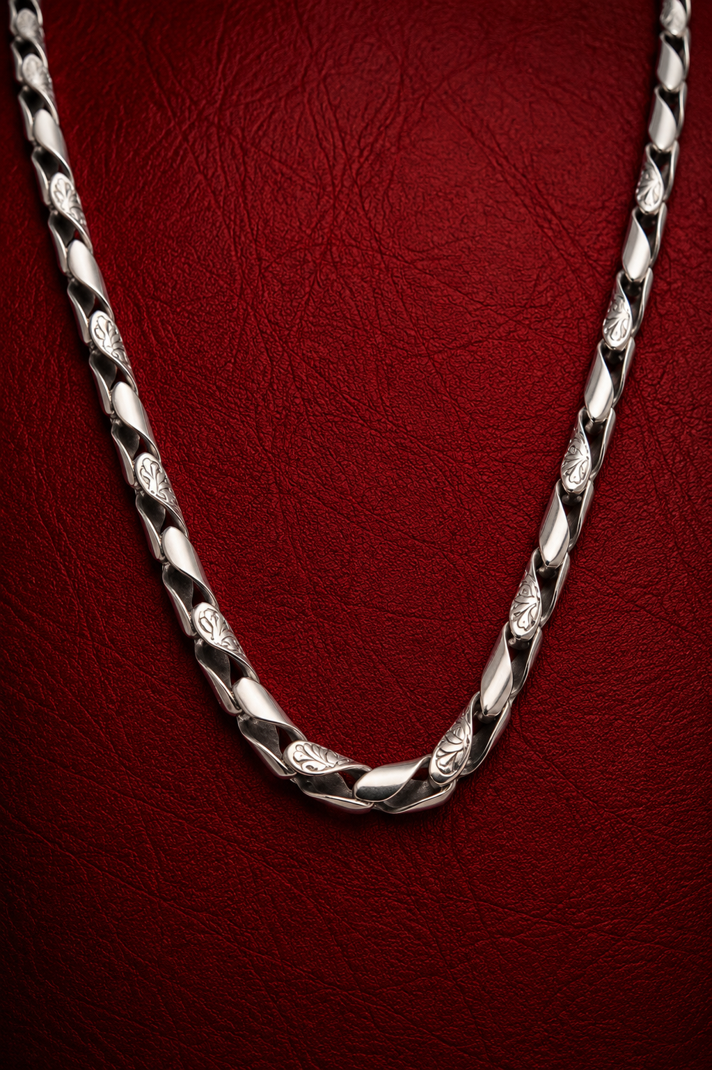 Silver Twisted Leaf-Pattern chain
