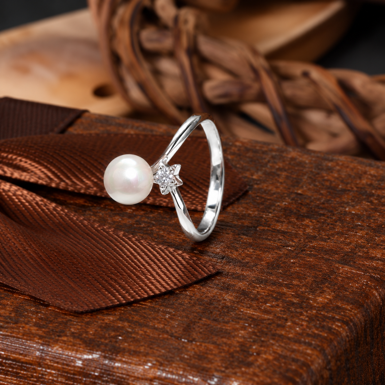 Elegant Pearl & Crystal Silver Ring 💍✨