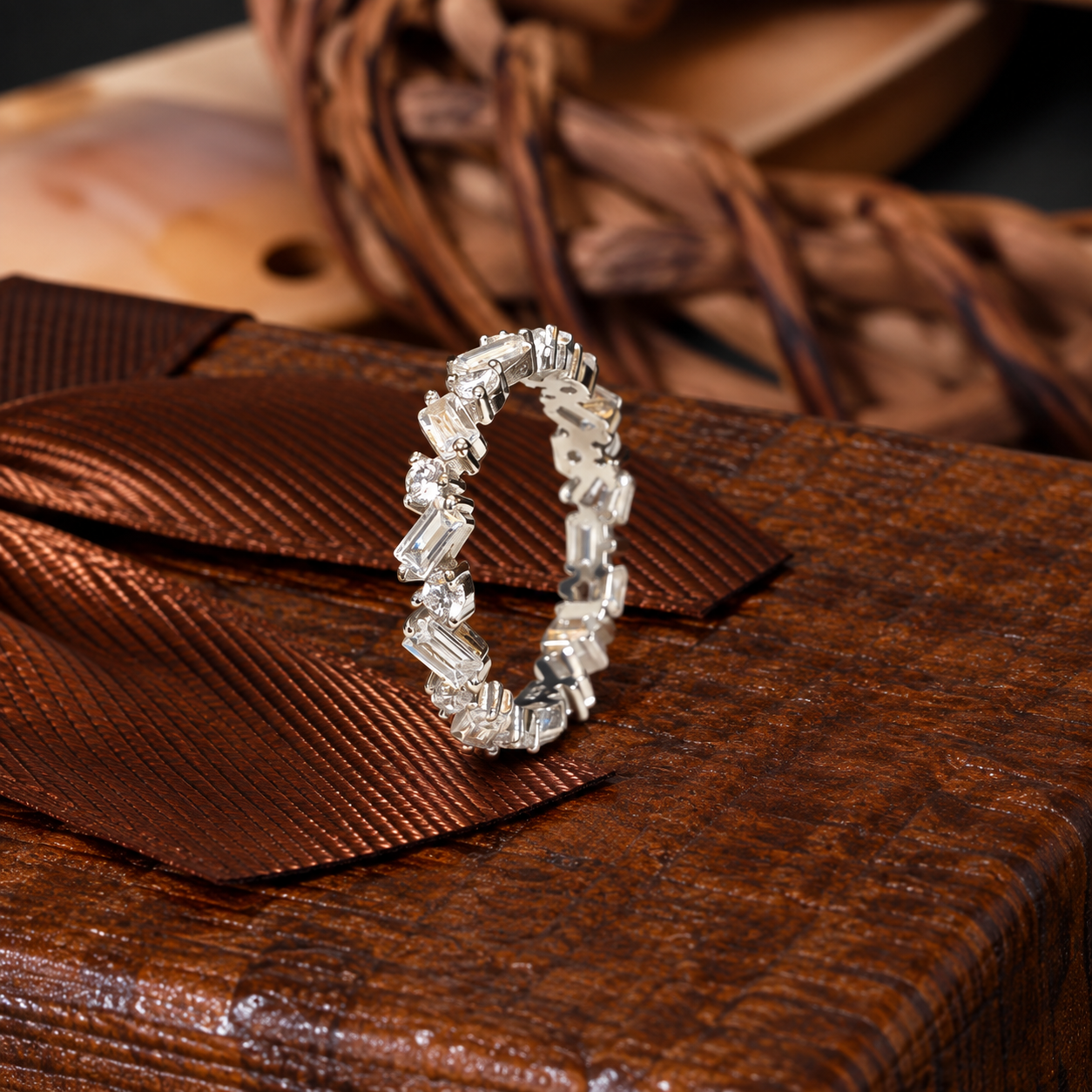 Elegant Silver Crystal Eternity Ring