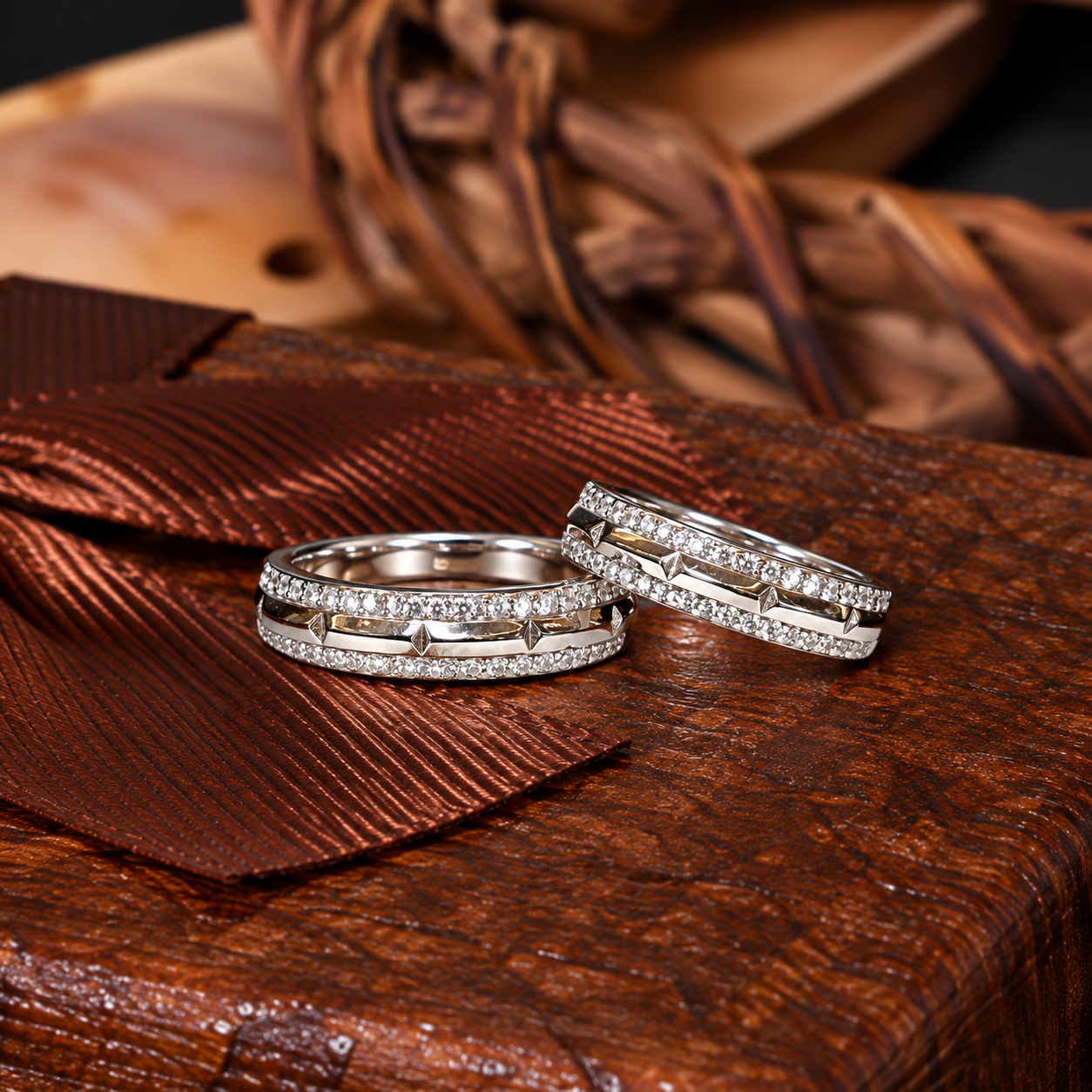 ✨ Premium Couple’s Diamond Band Rings