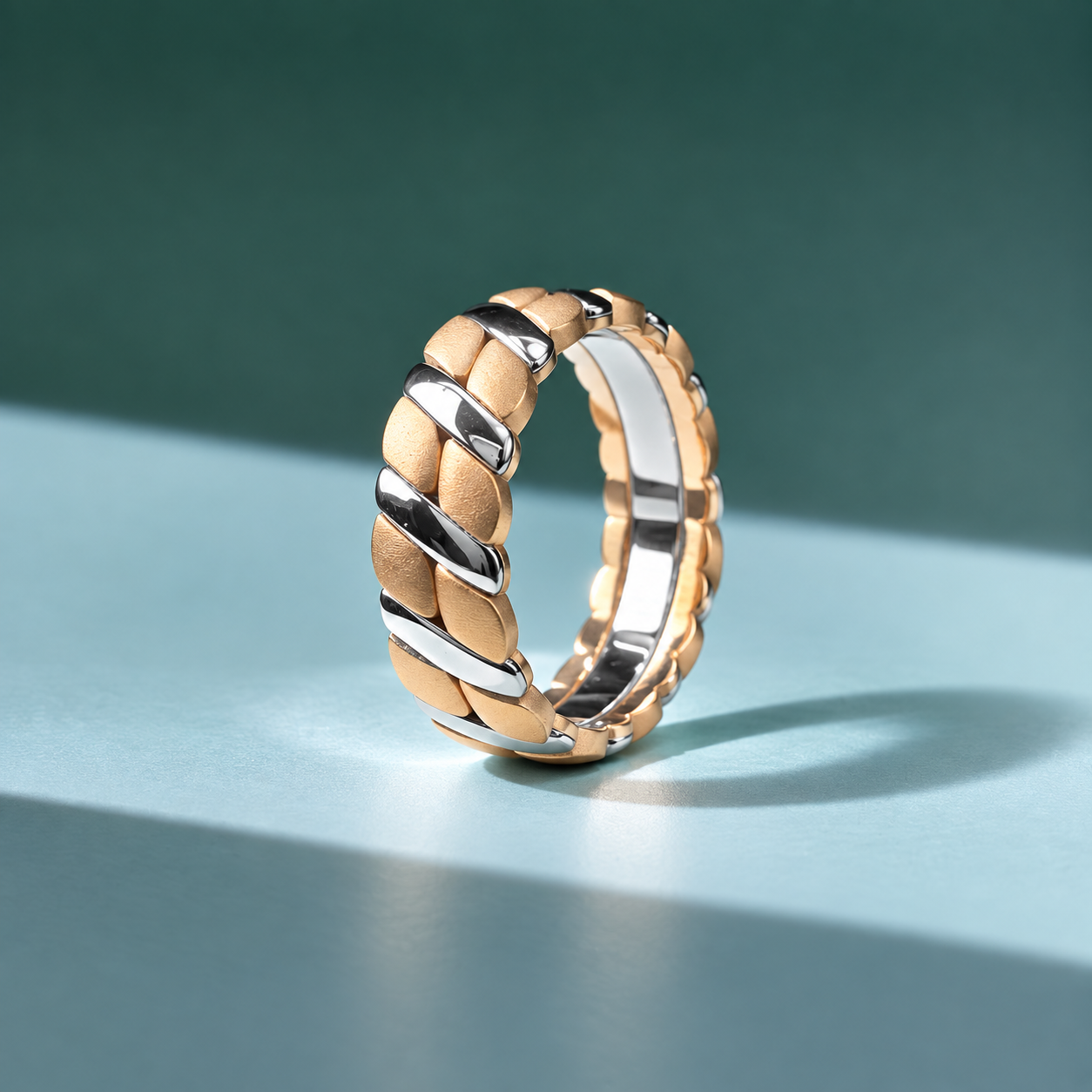 Two-Tone Textured Link Ring ✨