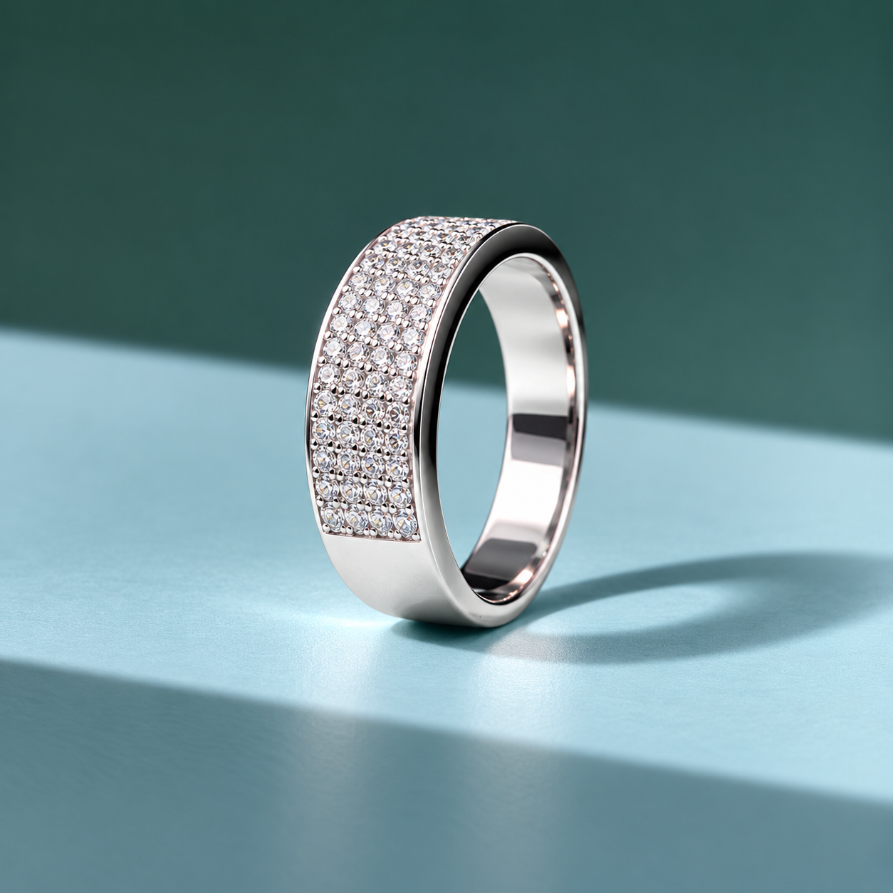 Elegant Silver Crystal Band Ring