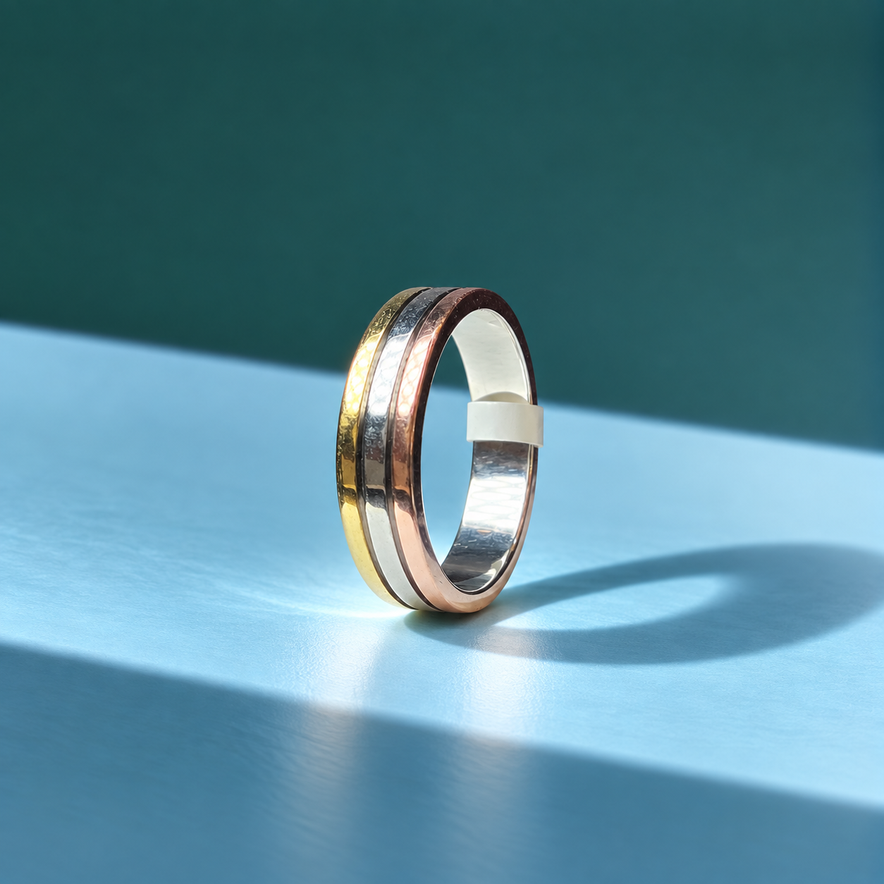 Elegant Triple-Tone Classic Ring 💍