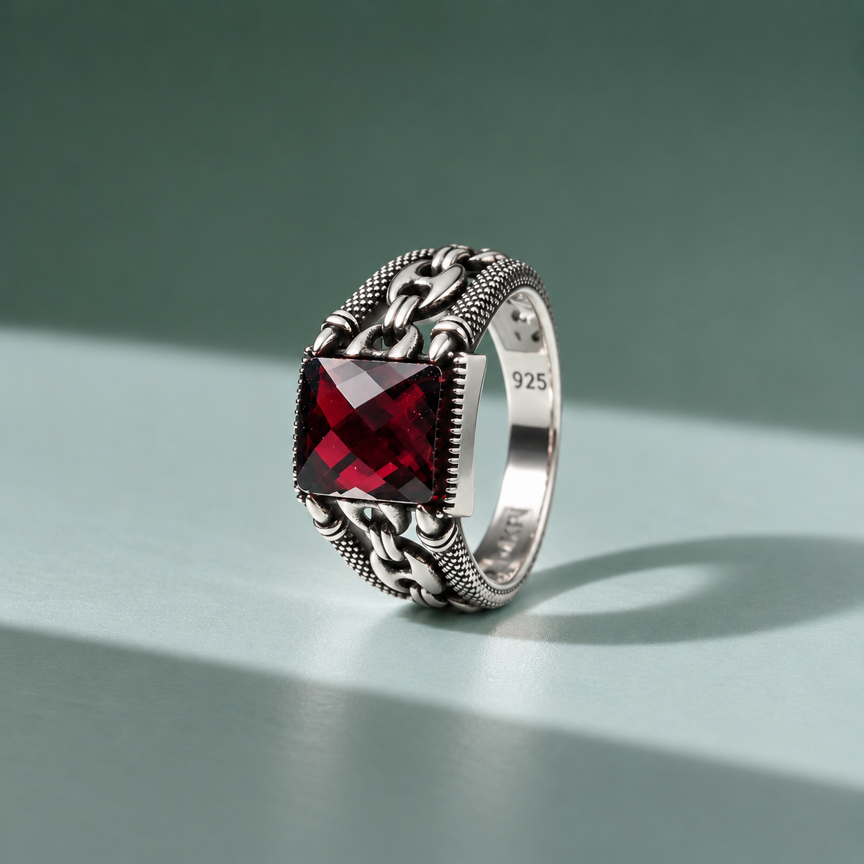 Elegant Garnet 925 Silver Ring ❤️