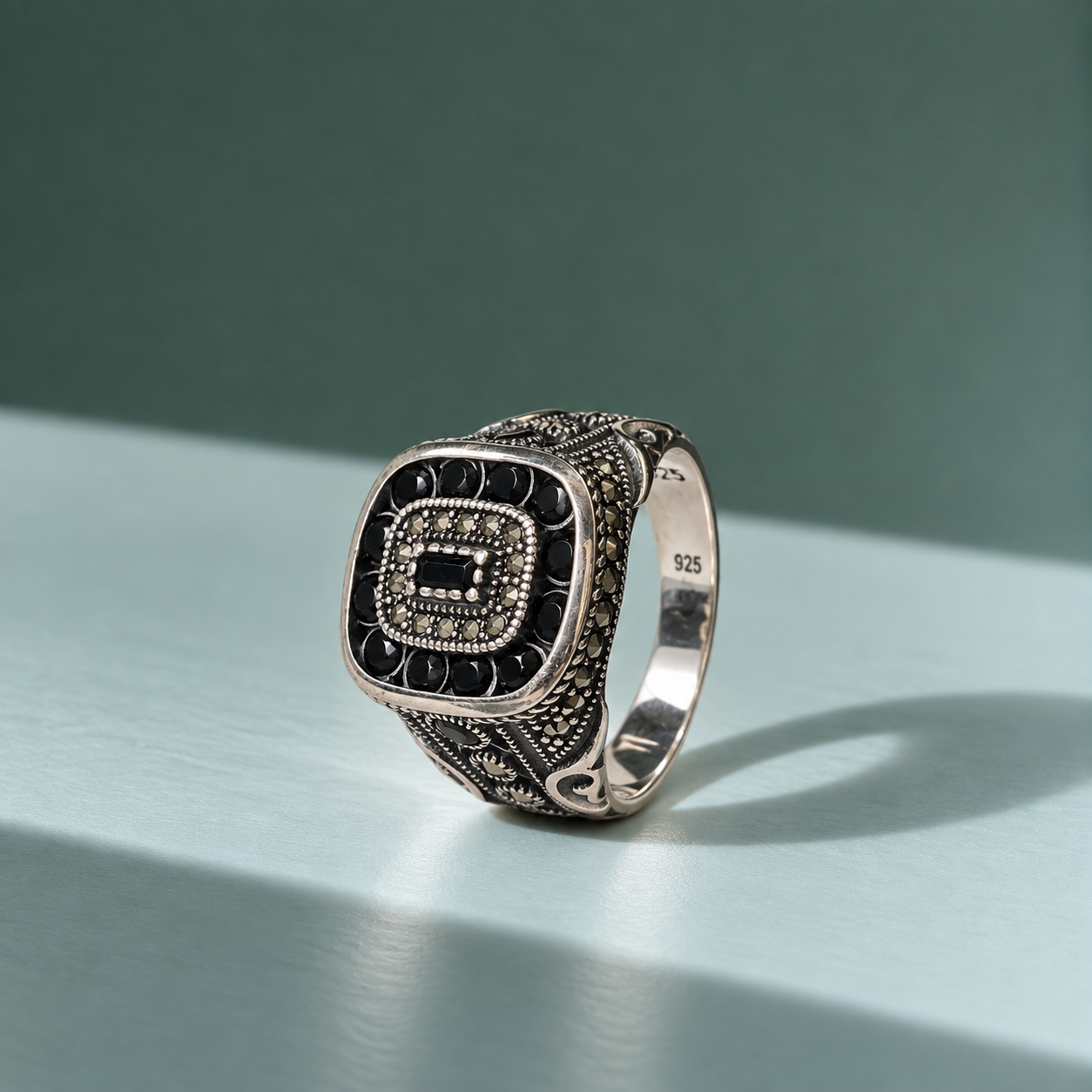 🖤 Vintage Black Onyx 925 Silver Ring