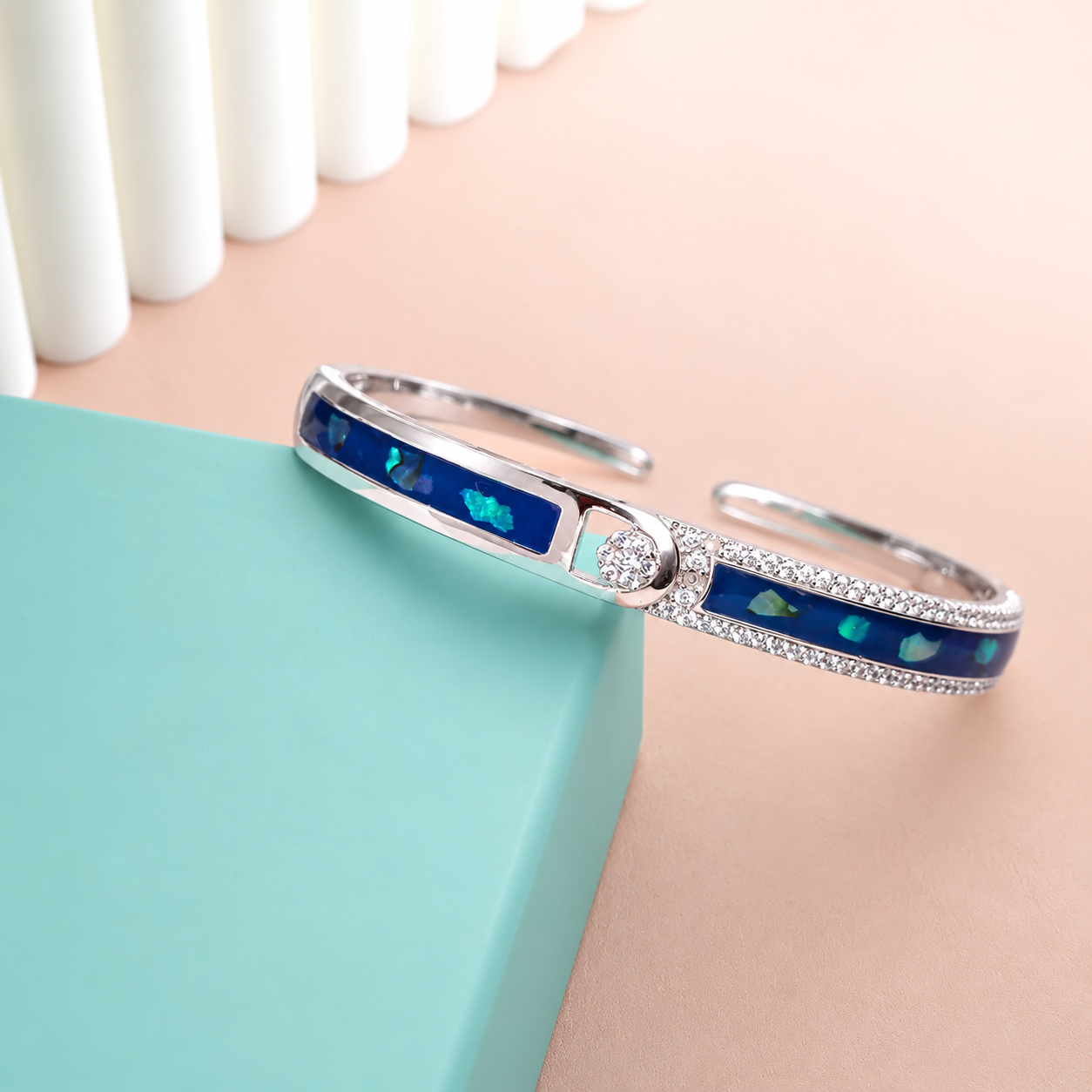 Elegant Blue Opal Silver Bracelet 💙✨