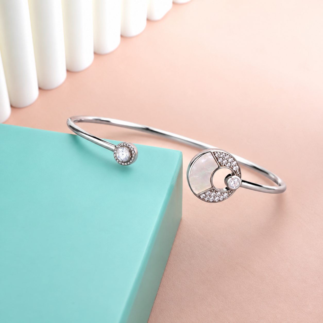 Elegant Silver Crystal Open Cuff Bracelet ✨