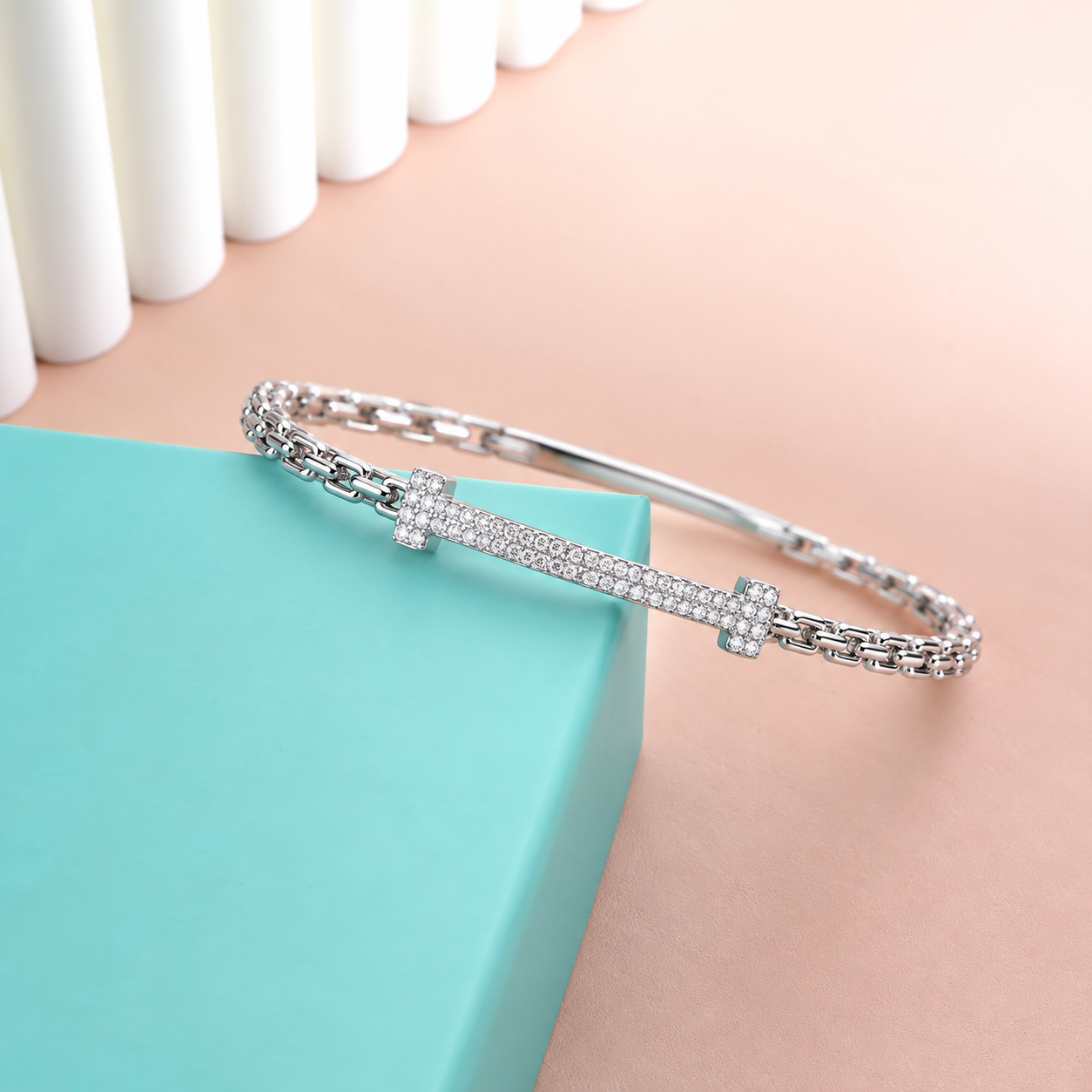 ✨ Elegant Silver Crystal Bar Bracelet