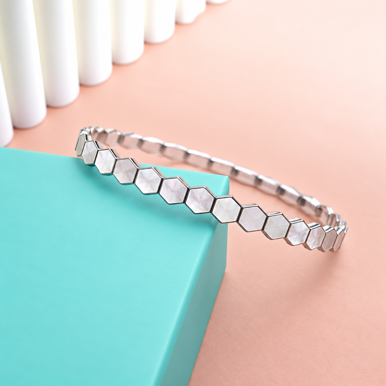 Elegant Hexagon Mother-of-Pearl Bracelet ✨