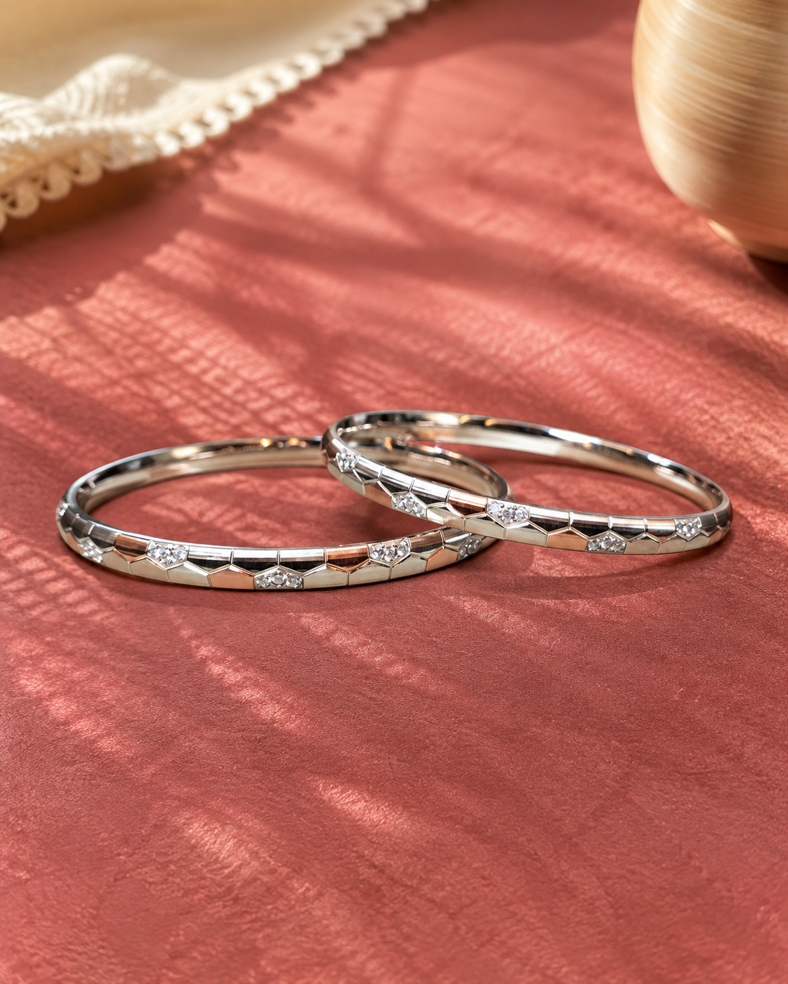 Elegant Silver-Tone Crystal Bangle Set ✨