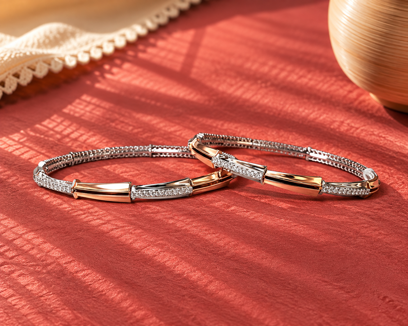Elegant Rose Gold & Silver Crystal Bracelet ✨