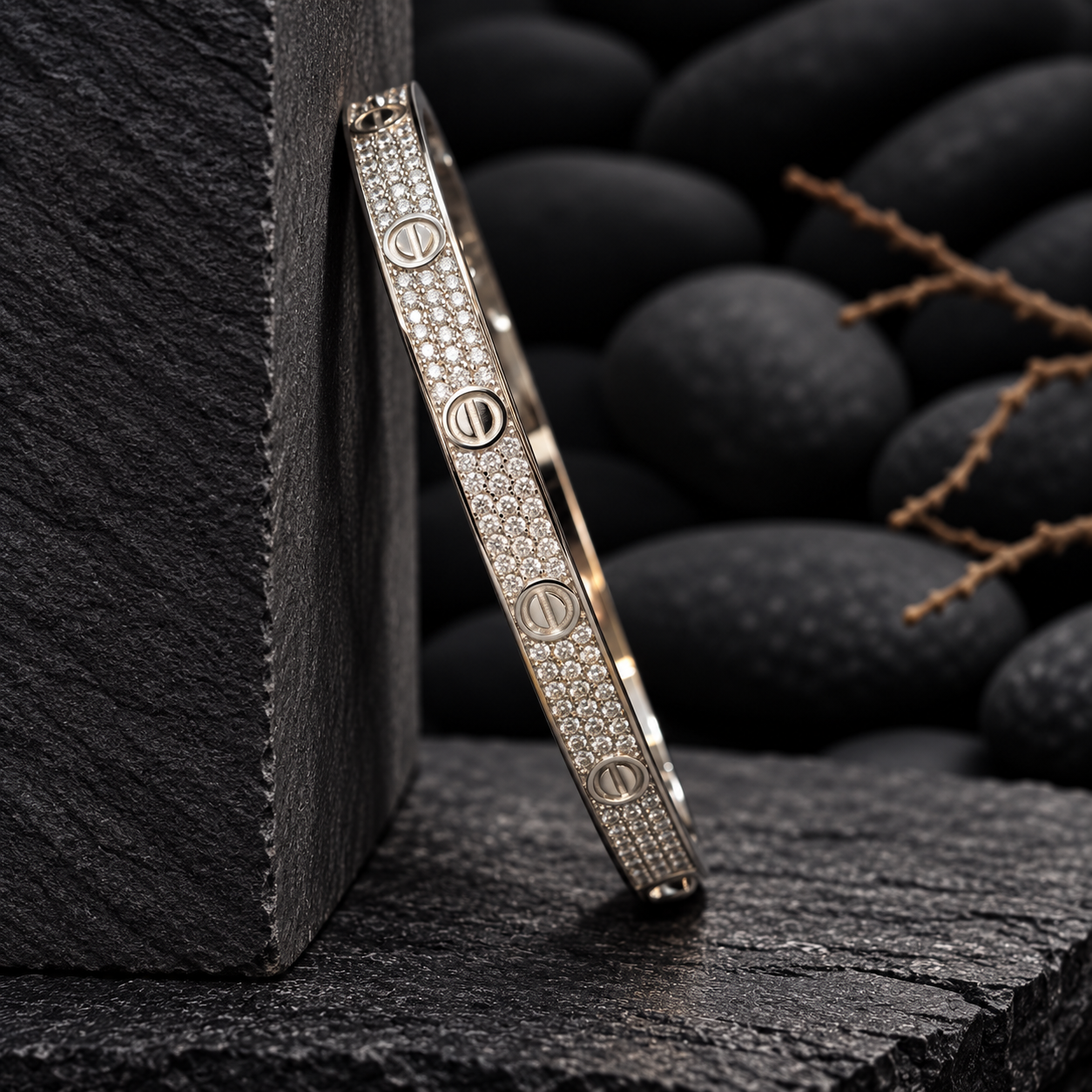 Elegant Silver Crystal Screw-Style Bracelet ✨