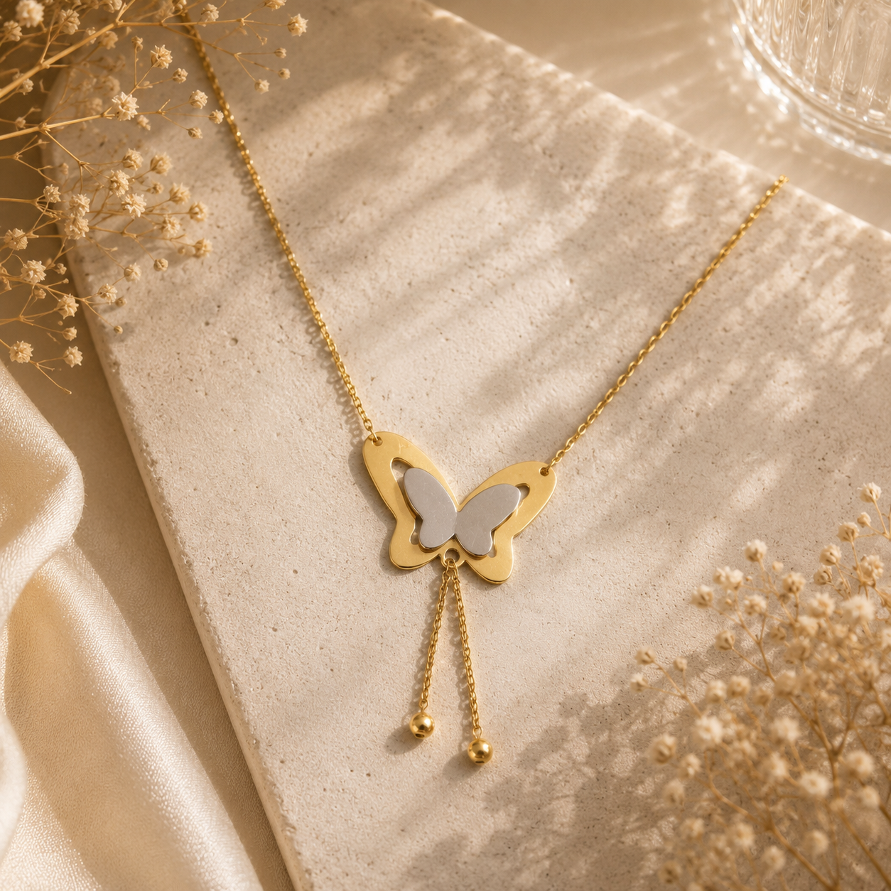 🦋 Golden Butterfly Dangle chain