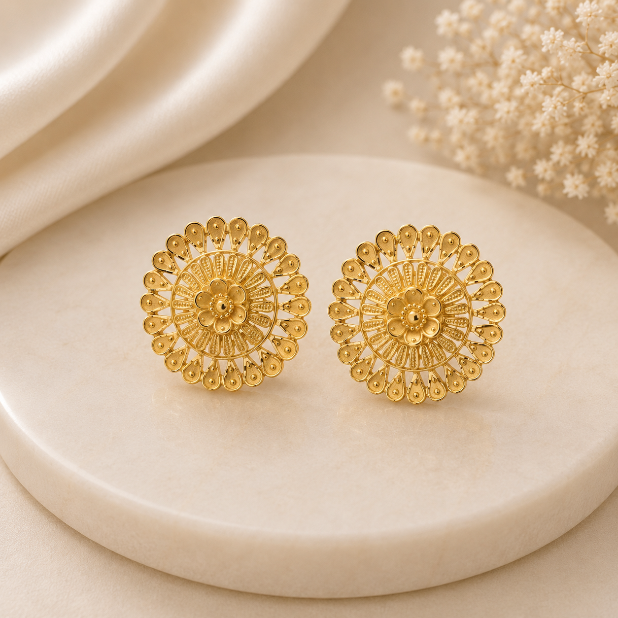 ✨ Golden Floral Stud Earrings