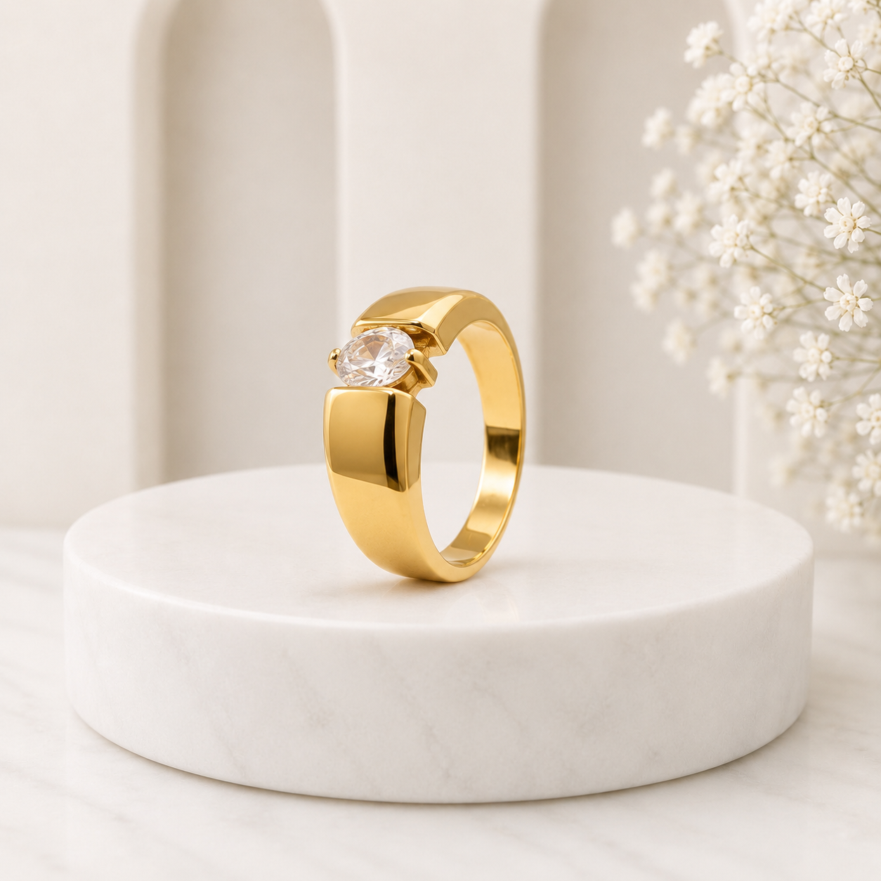 Golden Solitaire Elegance Ring ✨💍
